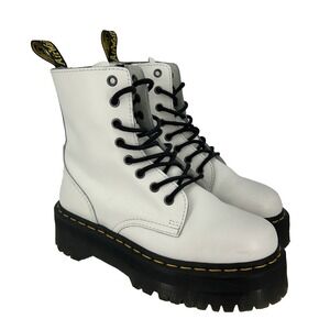 Dr. Martens Boots Womens Size 7 Jadon White Leather Platform Lace Up‎ Side Zip